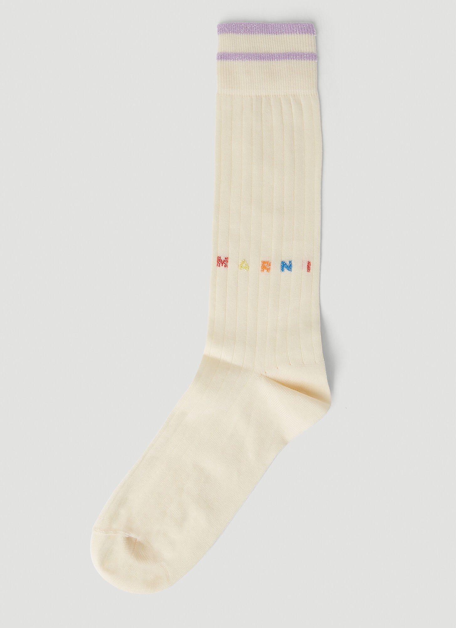 Shop Marni Logo Intarsia Socks In Cream
