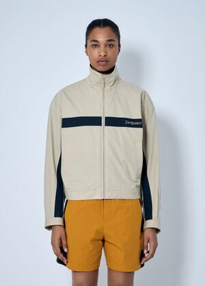 Saint Laurent High-Neck Panelled Jacket Beige sla0263012