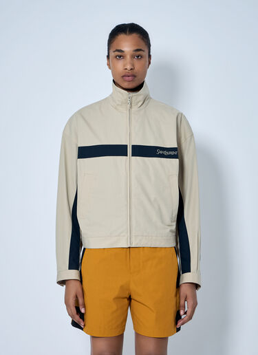Saint Laurent High-Neck Panelled Jacket Beige sla0263012