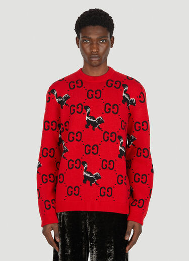 Horsebit Jacquard Sweater Gucci Horsebit Jacquard Sweater Red guc0151032