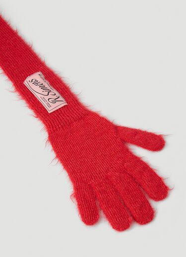 Raf Simons Logo Patch Long Gloves Red raf0346005