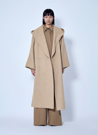 LN-CC® - Max Mara: Hooded Camel and Mohair Coat - Beige Max Mara Hooded Camel and Mohair Coat Beige max0266214