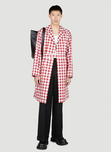 Prada チェックトレンチコート レッド pra0152003