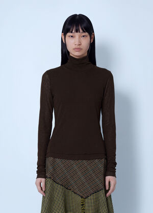 GANNI Marl Mesh Turtleneck Brown gan0266009