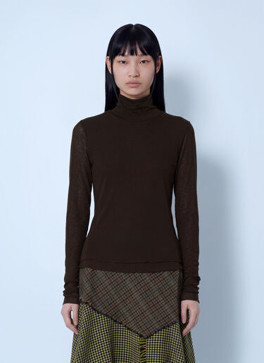 GANNI Marl Mesh Turtleneck Brown gan0266009