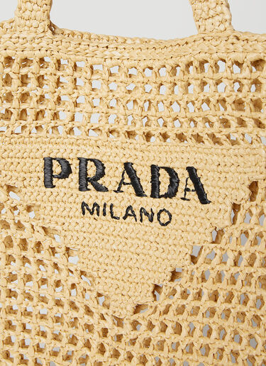 Prada Raffia Logo Tote Bag Beige pra0252016