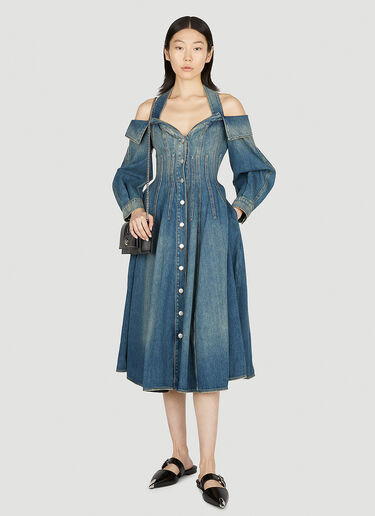 Alexander McQueen Sculpted Denim Dress Blue amq0251088