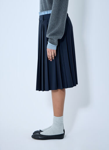 Miu Miu Pleated Batavia Midi Skirt Blue miu0260007