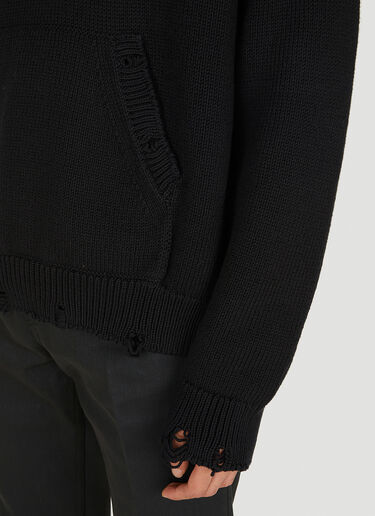 Saint Laurent Distressed Hooded Sweatshirt Black sla0149014