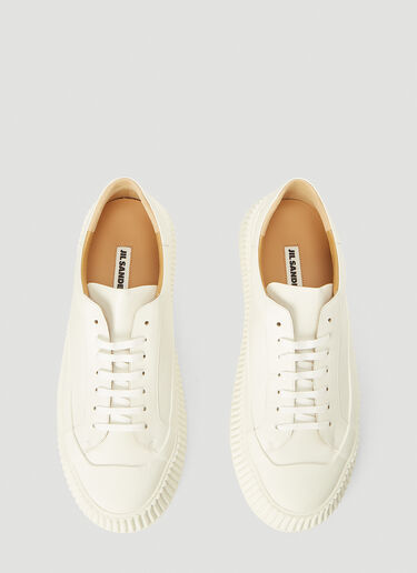 Jil Sander 罗纹鞋底皮革运动鞋 白 jil0143057
