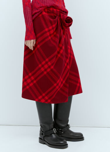 Burberry 格纹羊毛半裙 红色 bur0254011