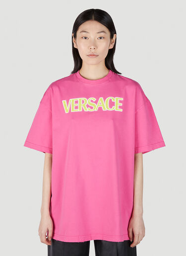 Versace 徽标印花 T 恤 粉色 vrs0251007