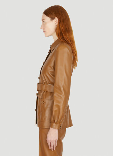 Gucci Button Down Leather Jacket Brown guc0251197