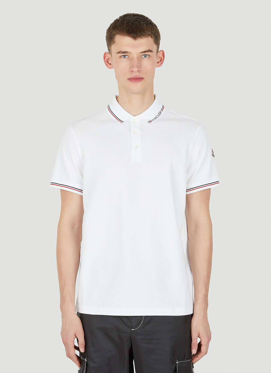 Moncler striped trim sale polo shirt