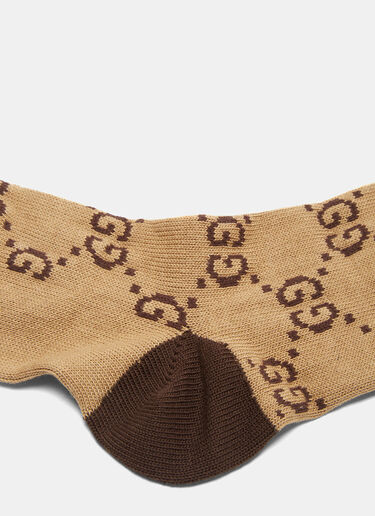 Gucci GG Patterned Knit Socks Beige guc0229054