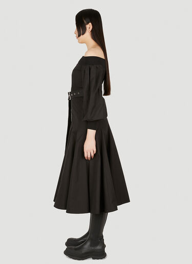 Off Shoulder Godet Dress Alexander McQueen Off Shoulder Godet Dress Black amq0247022