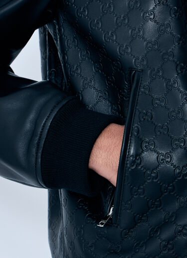 Gucci Embossed GG Leather Bomber Jacket Black guc0159053