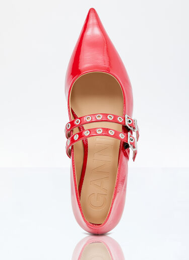 GANNI Eyelets Ballerina Flats Red gan0256035