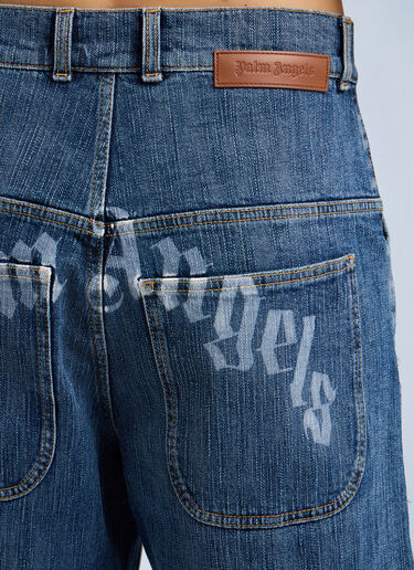 Palm Angels Curved Logo Skater Shorts Blue pma0164142