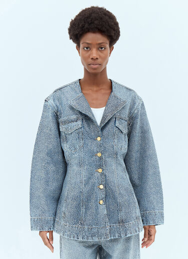 GANNI Sparkle Denim Blazer Blue gan0256054