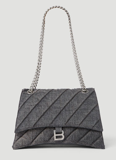 Balenciaga Crush Chain Denim Shoulder Bag Grey bal0253038