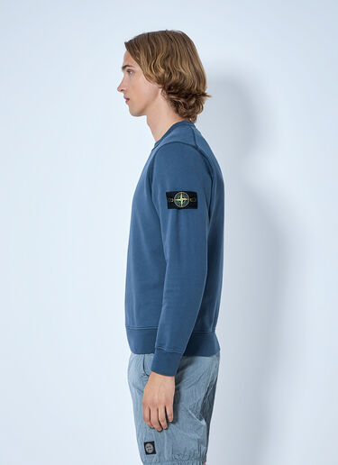 LN-CC® - Stone Island: Crewneck Sweatshirt with Sleeve Patch - Blue Stone Island Crewneck Sweatshirt with Sleeve Patch Blue sto0165061