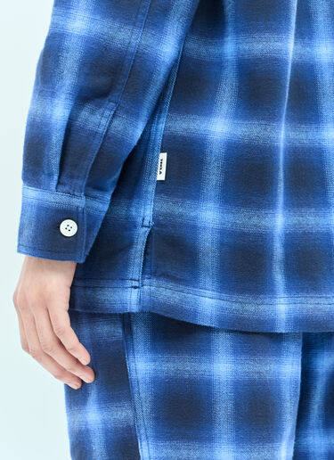 Tekla Plaid Pyjama Shirt Navy tek0355008