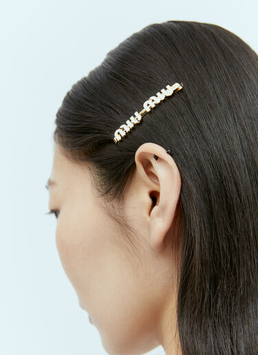 Miu Miu Logo Plaque Hair Clip Gold miu0255023