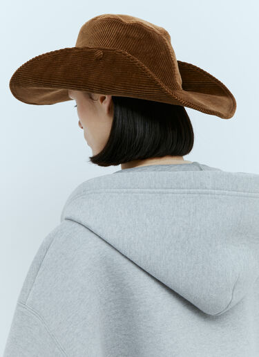 Miu Miu 엠보싱 로고 코듀로이 모자 브라운 miu0254044