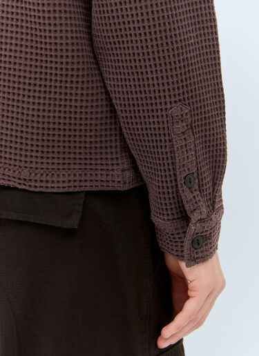 Brain Dead Waffle Button-Down Shirt Brown bra0158001