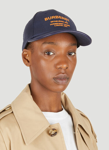 Burberry Logo Embroidered Baseball Cap Blue bur0247048