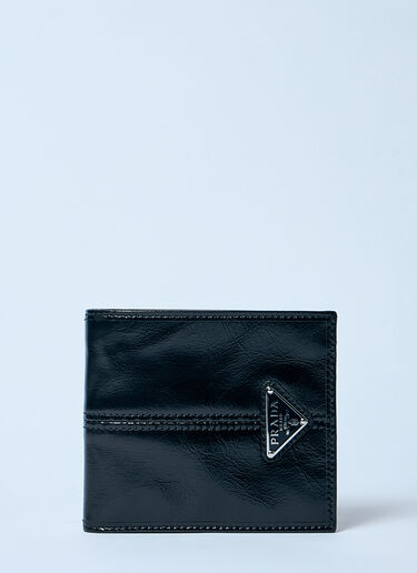 Prada Logo Plaque Leather Wallet Black pra0159044