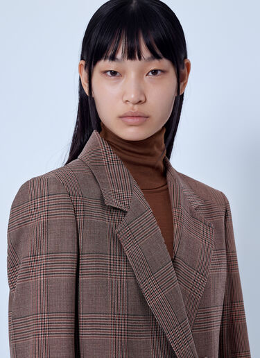 LN-CC® - Max Mara: Double-Breasted Checked Blazer - Brown Max Mara Double-Breasted Checked Blazer Brown max0266018