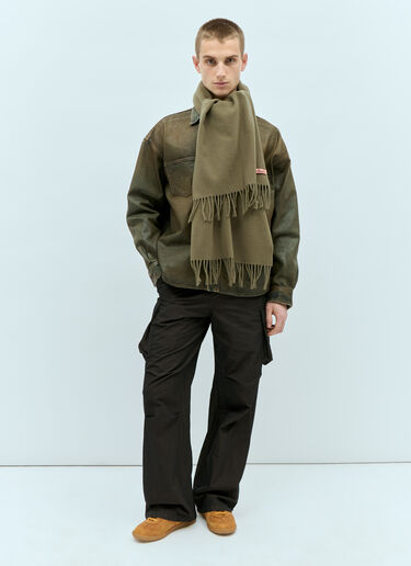 Narrow Fringe Wool Scarf Acne Studios Narrow Fringe Wool Scarf Khaki acn0155053