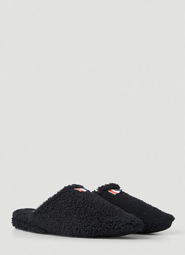 Thom Browne Logo Tab Shearling Slippers Black thb0150016