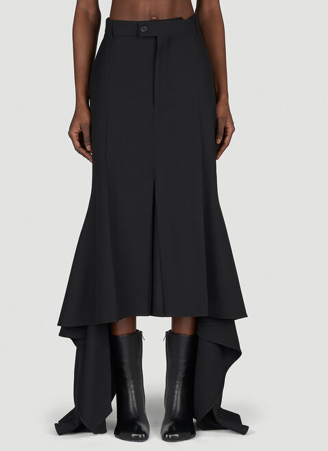 Balenciaga Godet Draped Skirt Black bal0254064