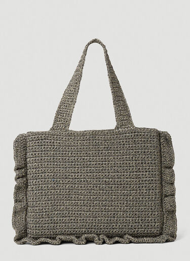 GANNI Crochet Frill Tote Bag Brown gan0253042