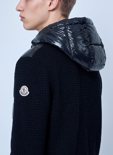 LN-CC® - Moncler: Cashmere & Wool Blend Padded Zip-Up Cardigan - Black Moncler Cashmere & Wool Blend Padded Zip-Up Cardigan Black mon0166003