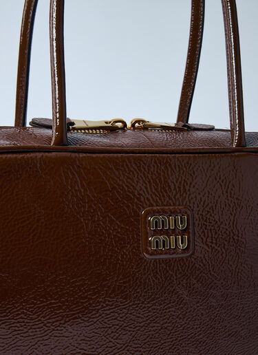 Miu Miu Beau Naplak Patent Shoulder Bag Brown miu0259030