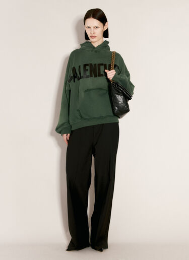 Balenciaga Ripped Pocket Hooded Sweatshirt Green bal0256005