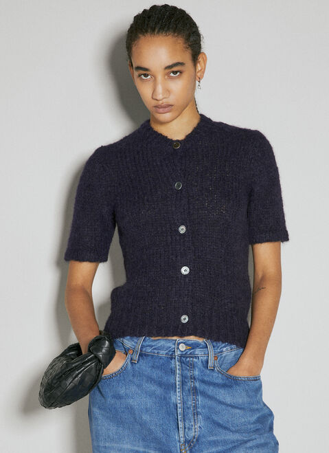 Our Legacy Shrunken Short Sleeve Knit Top Blue our0255002