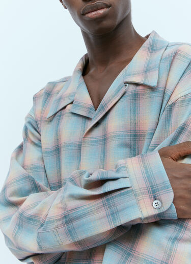 Maison Margiela Oversized Wool Check Shirt Blue mla0153009