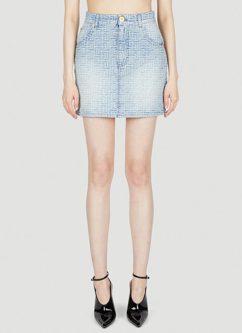 Balmain Monogram Denim Skirt Purple bln0252033