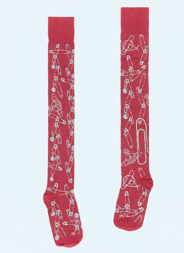 Vivienne Westwood Orb Knee-High Socks Burgundy vvw0258002