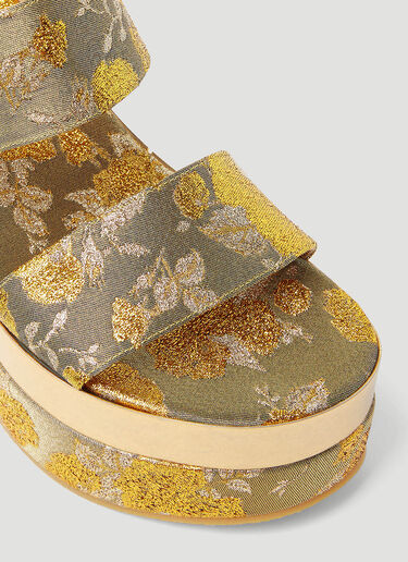 Dries Van Noten Floral Jacquard Platform Sandals Gold dvn0253009