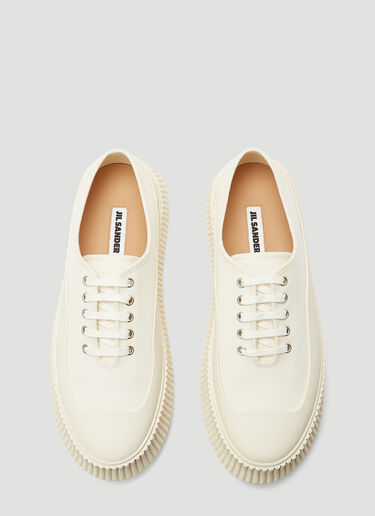 Jil Sander Ribbed-Sole Canvas Sneakers Beige jil0143022