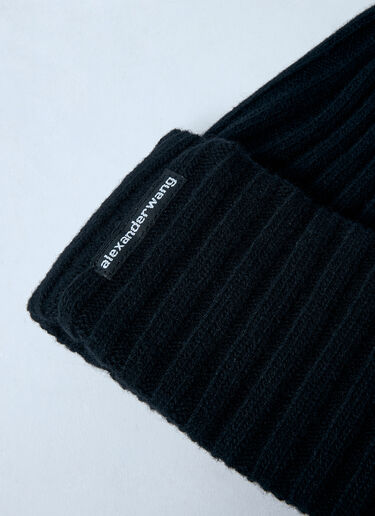 Alexander Wang Logo Patch Beanie Hat Black awg0259013