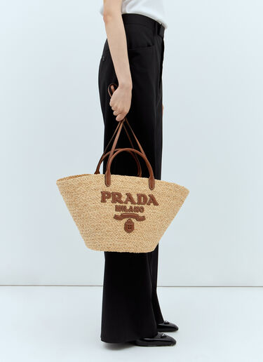 Prada Large Raffia Shopping Bag Beige pra0256027