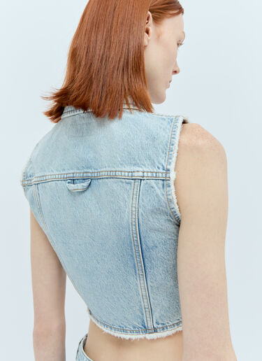 Sportmax Crop Denim Vest Blue spx0256007