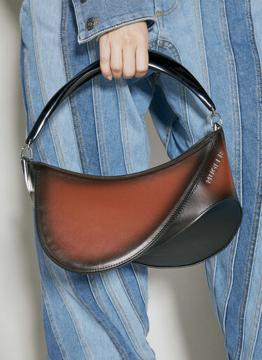 Mugler Medium Plain Spiral Curve Shoulder Bag Brown mug0254038